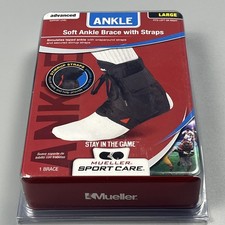 Mueller Soft Ankle Brace with Straps Black Size Large Fits Left or Right 6542