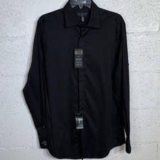 Alfani Men's SlimFit Stain Resistant Dress Shirt, Black 15-15.5 34-35 65
