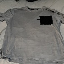 Motion Teens L Gray Solid Crew Neck Short Sle...