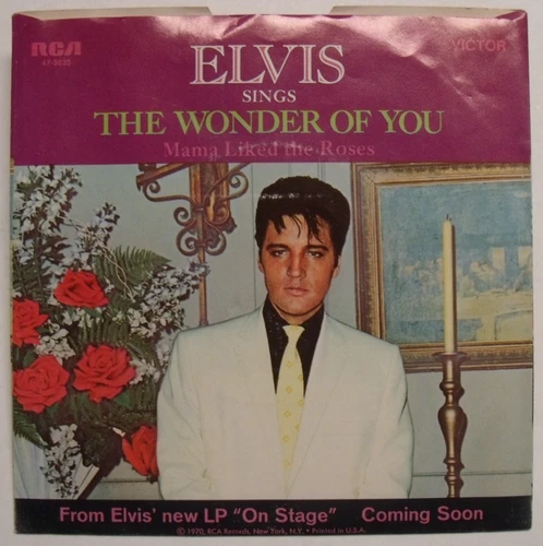Elvis Presley - The Wonder Of You - 1970 Picture Sleeve & NM 45