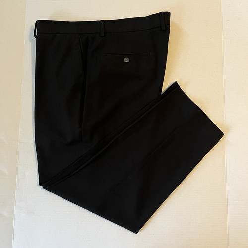 Haggar Mens 38x29 Classic Fit Dark Black Flat Front Dress Pants - Picture 1 of 2