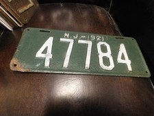 New Jersey License Plate NJ Tag  1921 47784