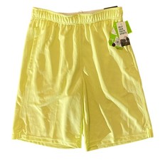 DSG Boys Large Mesh Training Shorts Lo Vis Yellow Loose Fit Elastic Waist NWT