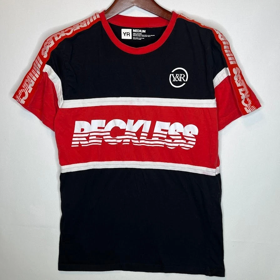 Young & Reckless Colorblock Graphic Tee Red Black White Men’s M - Image 2 of 4