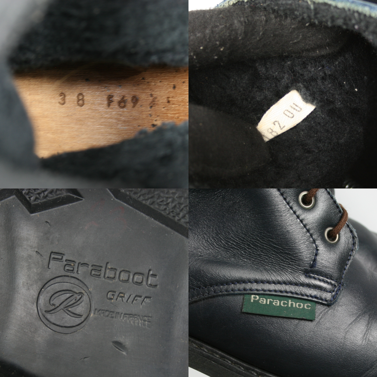 Parachoc By Paraboot 90S Leather Lined Biker Work Boots Vintage