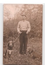 ASHLAND, RI - Man with two hound dogs, hunting dogs, Rhode Island RPPC