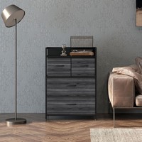 Homcom Kommode, Sideboard Mit 4 Faltbaren Schubladen Aus Stoff, Regal Und Griff