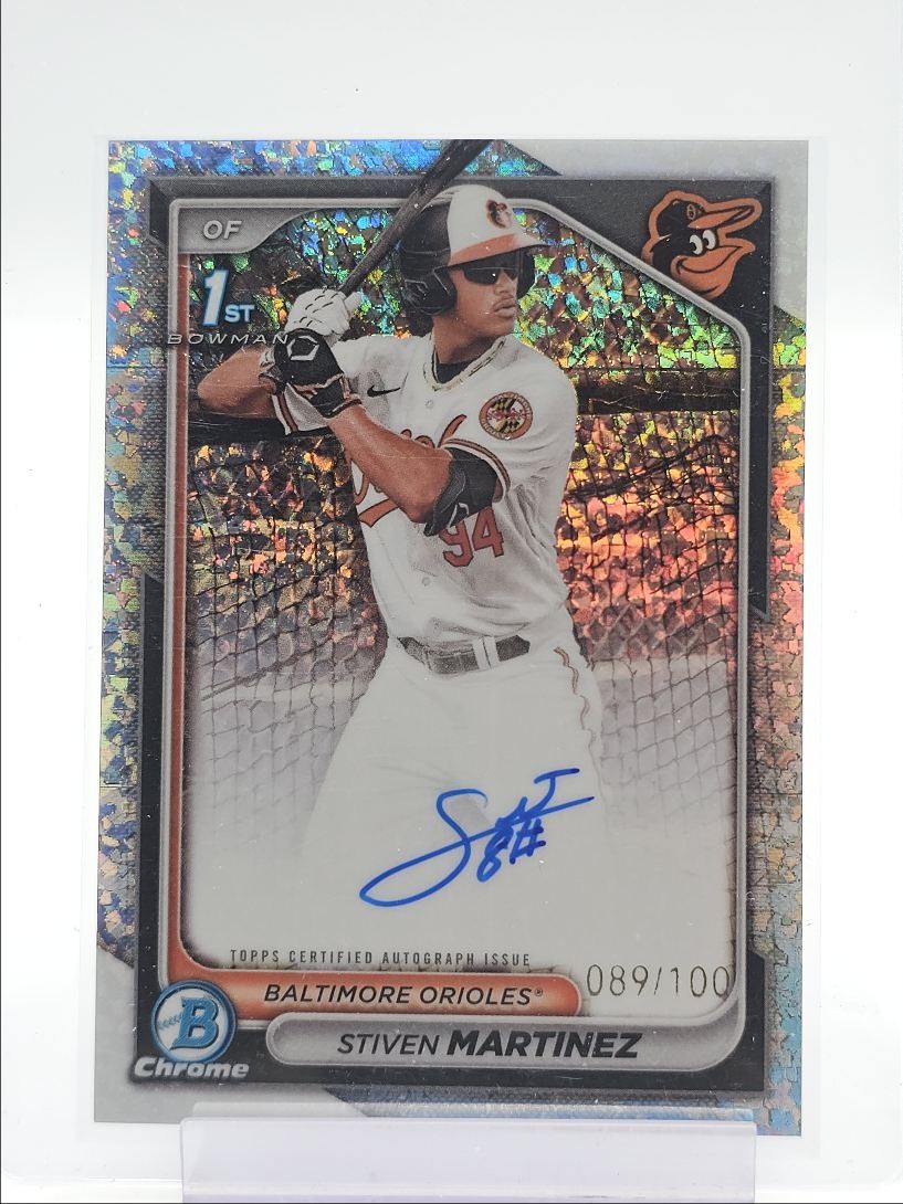 STIVEN MARTINEZ 2024 BOWMAN CHROME 1ST MINI DIAMOND ORIOLES AUTO /100 Q3948