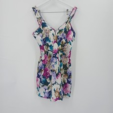 Vintage Adonna Satin Slip Dress Nightgown Chemise Womens M Floral Coquette