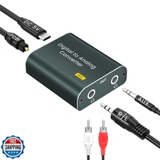 Digital to Analog Audio Converter,192kHz DAC Converter Digital Optical to Dua