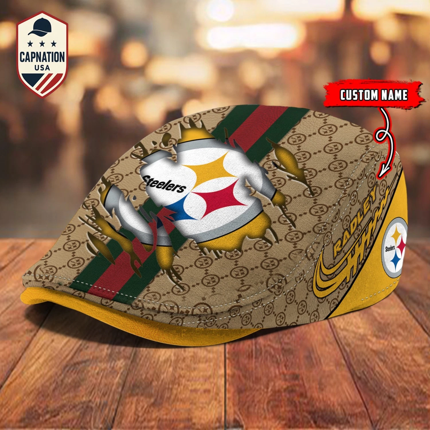 Pittsburgh-Steeler Jeff Cap football Newsboy Cap Golf Cap Driving Gift for Men