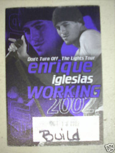 ENRIQUE IGLESIAS 2002 TOUR UNUSED BACKSTAGE PASS - Picture 1 of 1