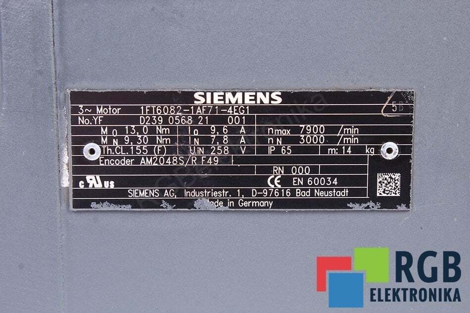 SIEMENS 1FT6082-1AF71-4EG1 1FT60821AF714EG1 SERVOMOTOR SIEMENS 1FT6082-1AF71-4EG1 1FT60821AF714EG1 SERVOMOTOR