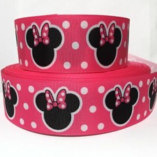GROSGRAIN RIBBON 5/8", 7/8", 1.5"  3" MINNIE MOUSE Pink PRINTED M2 - BULK