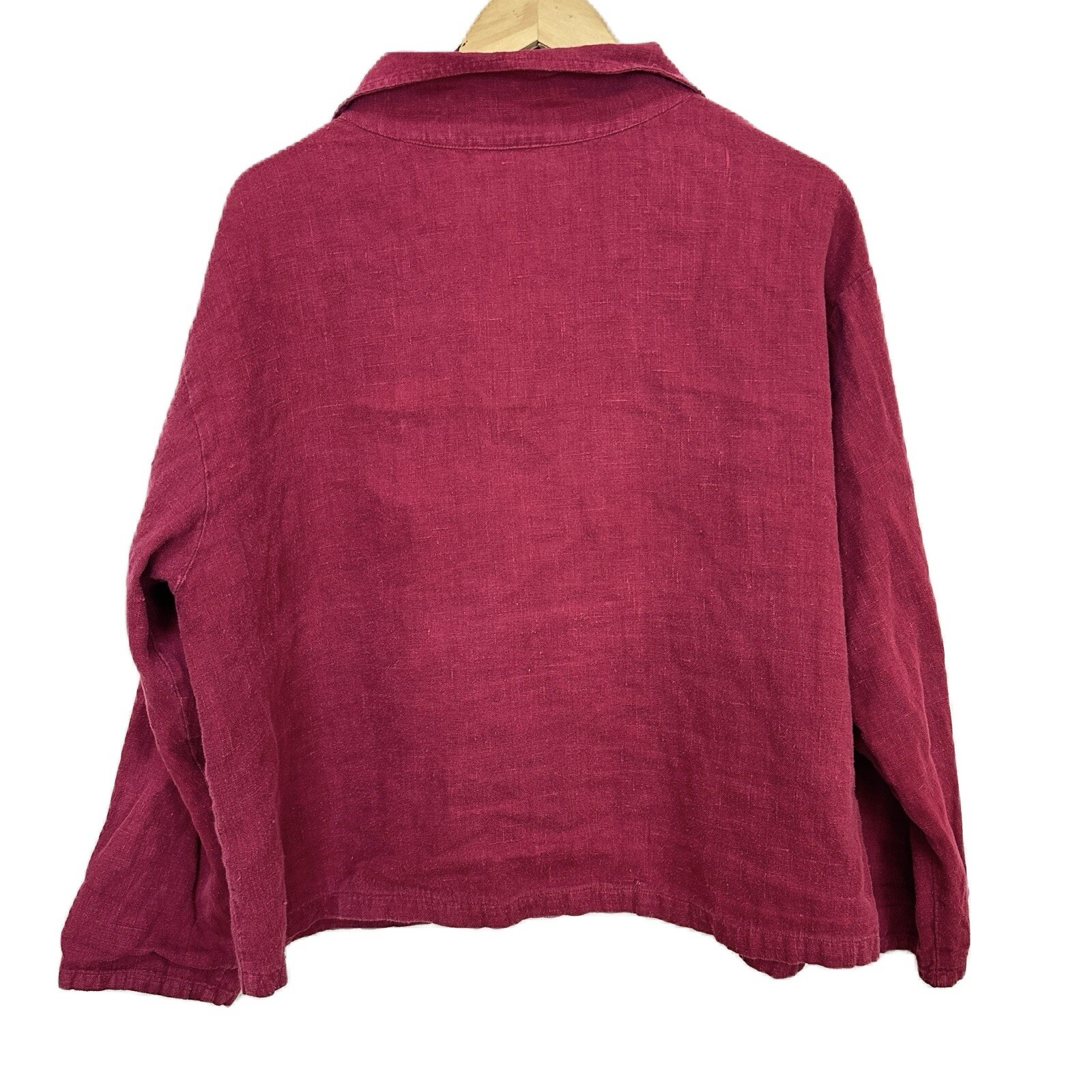 Bryn Walker Red Linen Button Down Long Sleeve Blo… - image 2