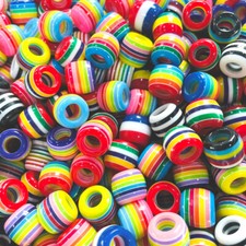 20pcs 12mm Striped Barrel Resin Beads with Big Hole DIY Jewellery making Craft