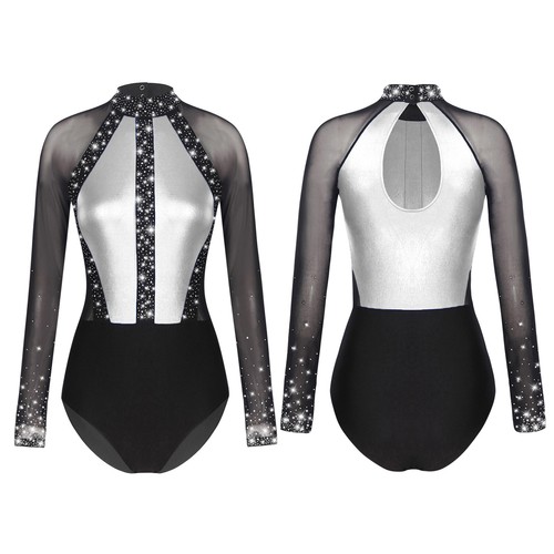 DE Eiskunstlauf-Body Damen Gymnastik Leotard Tanz-Body Langarm Ballettbody - Bild 28 von 92