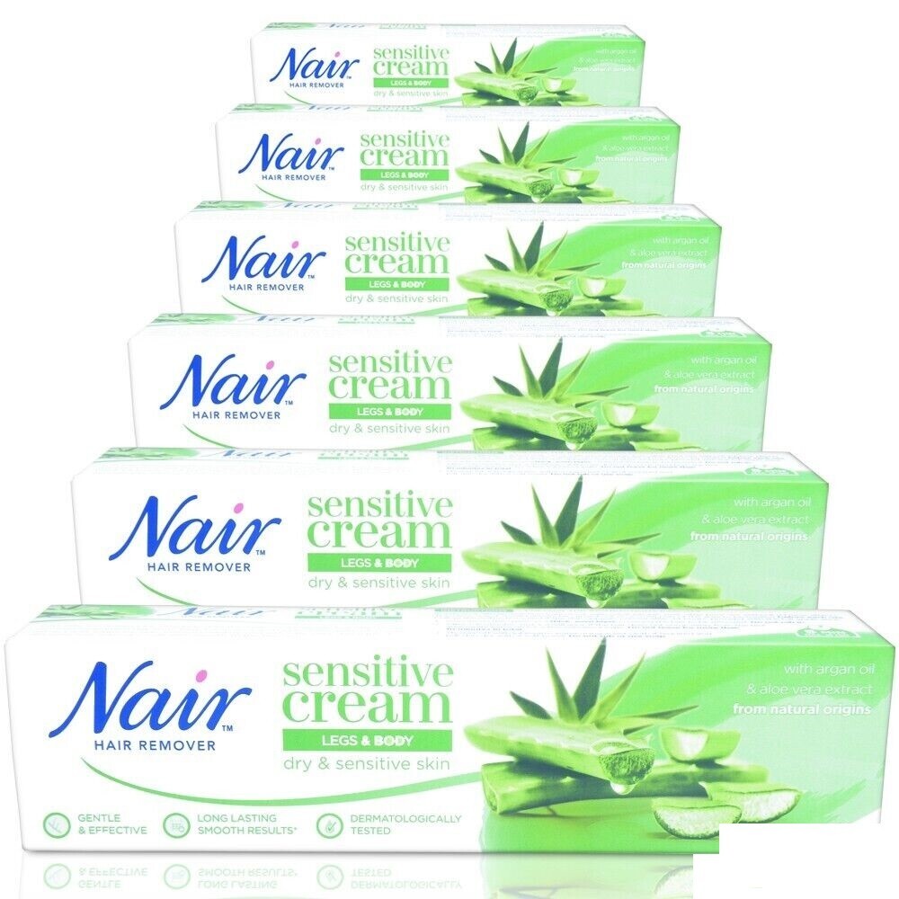 6x Nair SENSITIVE Hair Remover Cream LEGS & BODY Argan Oil & Aloe Vera