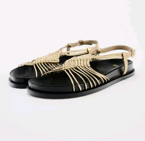 ZARA METALLIC LEATHER SANDALS - Picture 2 of 7