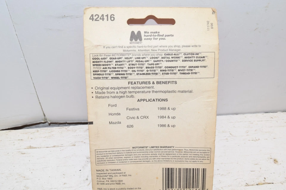 Nuevo de Lote Antiguo Dorman 42416 Retenedor de Bombilla Halógena - Ford Festiva 1988, Honda 1984-94 - C59 Foto 2 de 2