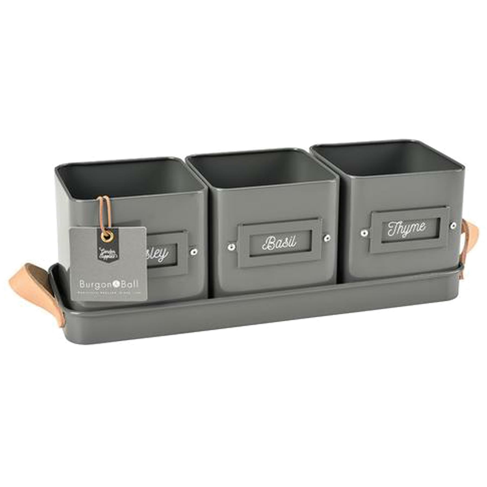 Burgon & Ball Herb Pots Tray - Charcoal