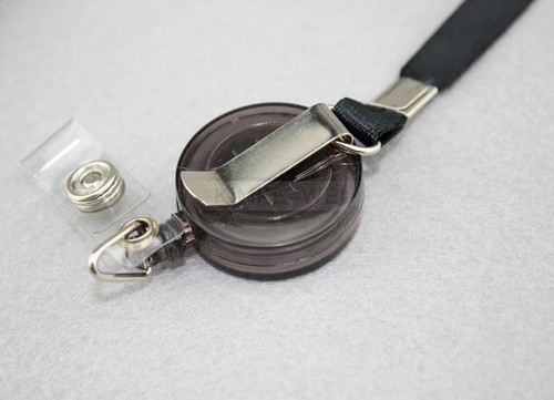 Black Retractable Lanyard Reel Nylon Cord for ID Card Key Badge Holder New - Picture 4 of 5