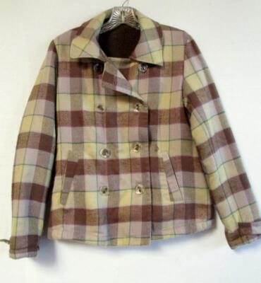 Cute VOLCOM Women's Juniors Plaid Double Breasted Pea Coat Size S