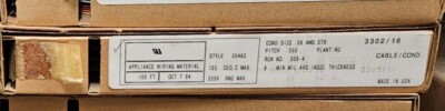 3M 3302/16 Color Coded Flat Cable 28 AWG 16 Conductor .050 pitch 100 foot spool