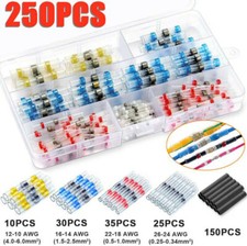 250Pack Waterproof Solder Seal Sleeve Heat Shrink Butt Wire Connectors Terminals