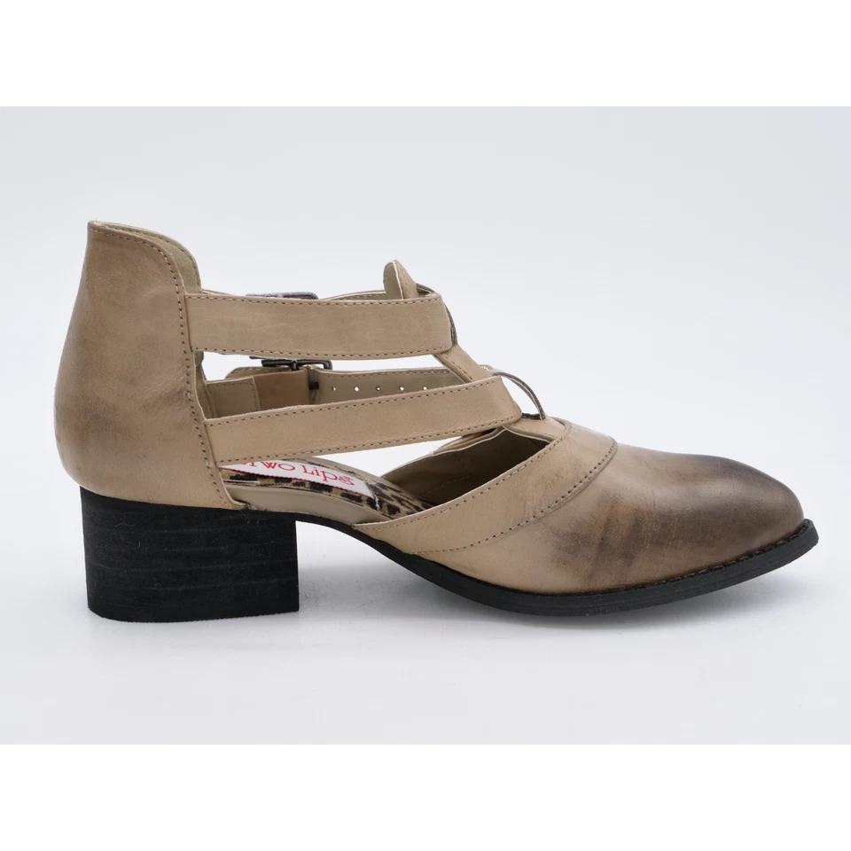 Botines Dos Labios Mujer 5.5 Zeta Cuero Taupe Botines Correas Hebilla de Acento Foto 4 de 4