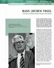 Hans-Jochen Vogel - politician, party and parliamentary group chairman of the SPD information card