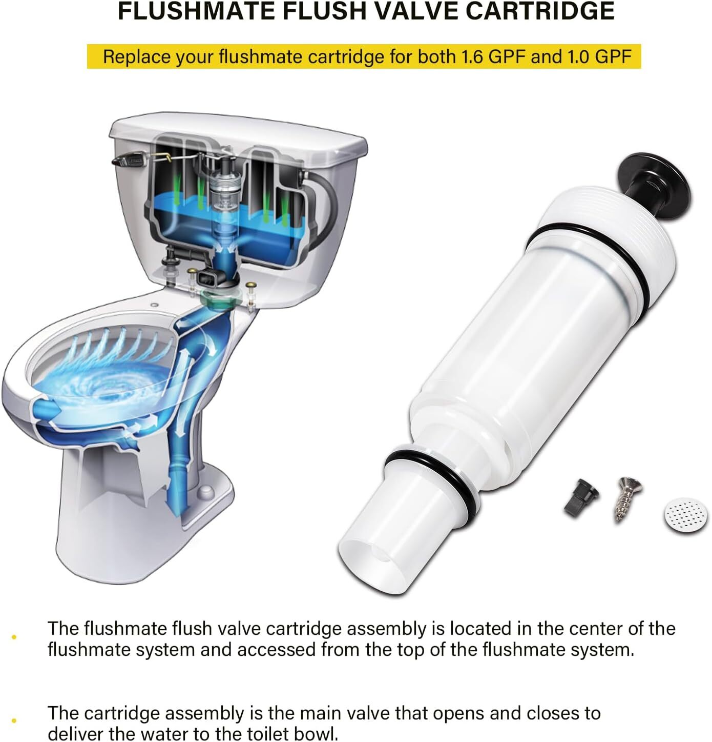 For Flushmate C-100500-K Cartridge Toilet Piston Parts 500, 501, 501A, 501B, 503