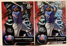 2023 Bowman Platinum Nelson Velasquez Ice Foil Parallel + Base RC #48 Cubs