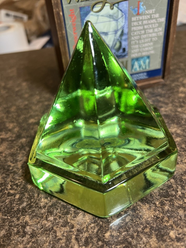 Windjammer Green Glass Deck Prism 6 Sided Boat Geometric Nautical