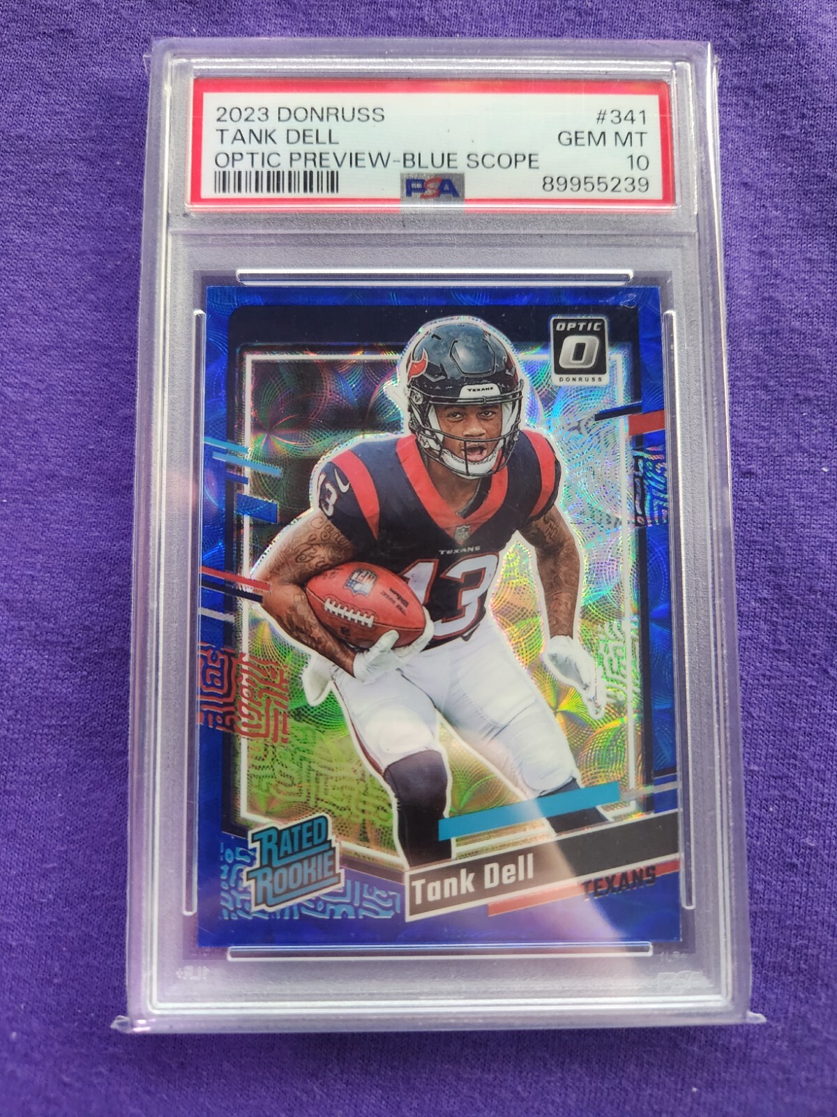 2023 Donruss #341 Optic Preview Blue Scope Tank Dell Rated Rookie RC PSA 10 Gem