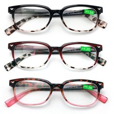 3 Pairs Classic Reader Spring Hinges Half Translucent Leopard Reading Glasses