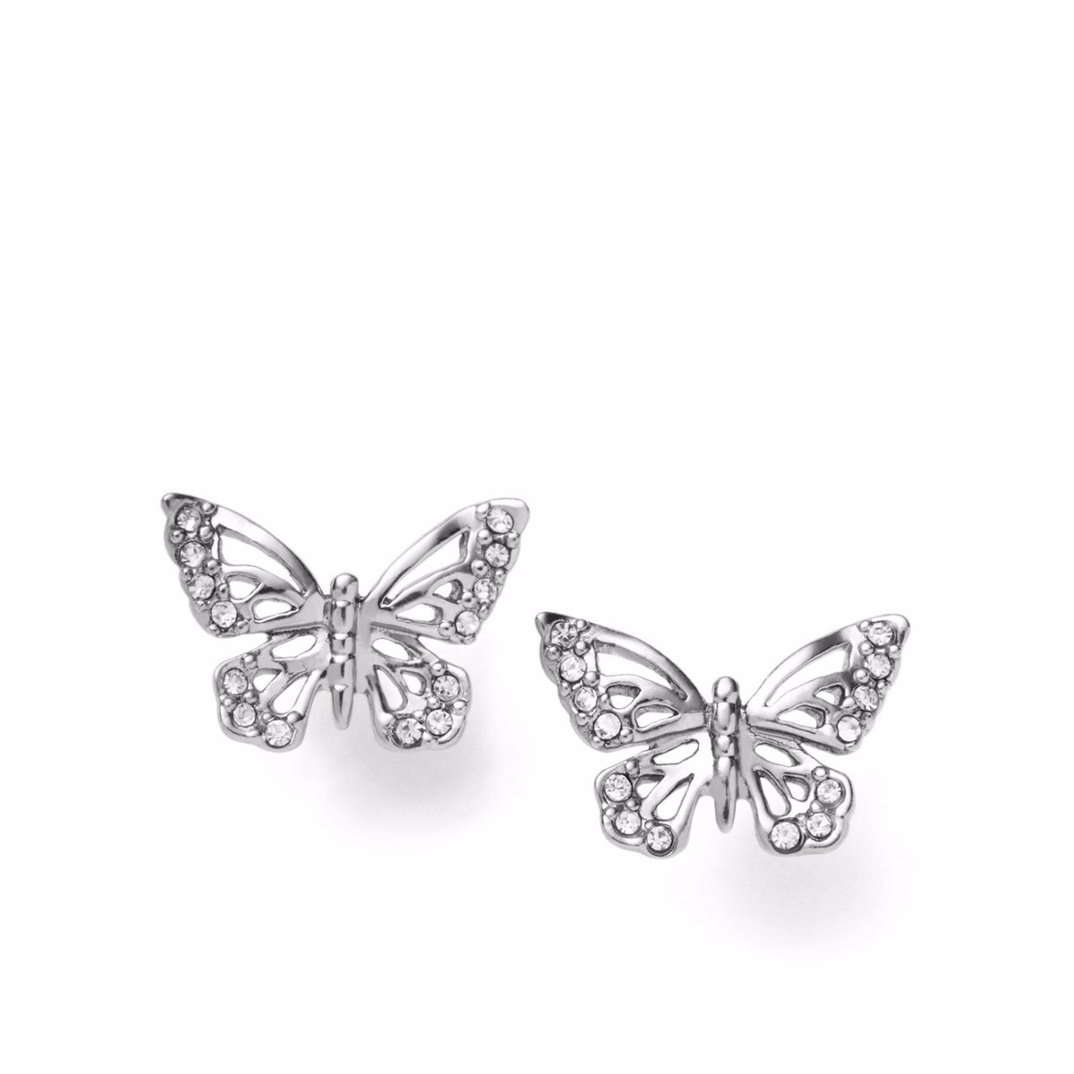 NEW-FOSSIL SILVER TONE BUTTERFLY STUDS EARRINGS JA5880040 | eBay
