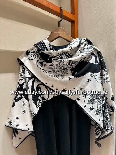 Sallys 70% Cashmere & 30% Silk Wrap Scarf Tribal Animal Print 2 Face Shawl 53" - Picture 52 of 67