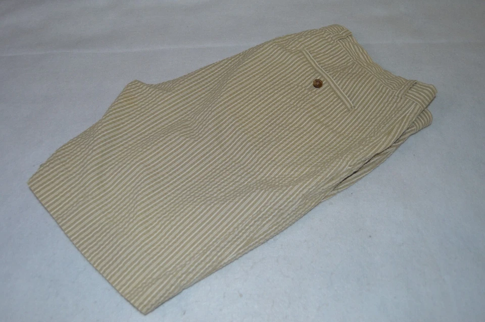 Pantalones Cortos Pusser Para Hombre 38 Caqui Estilo Isla Chino Seersucker Rayas Foto 3 de 4