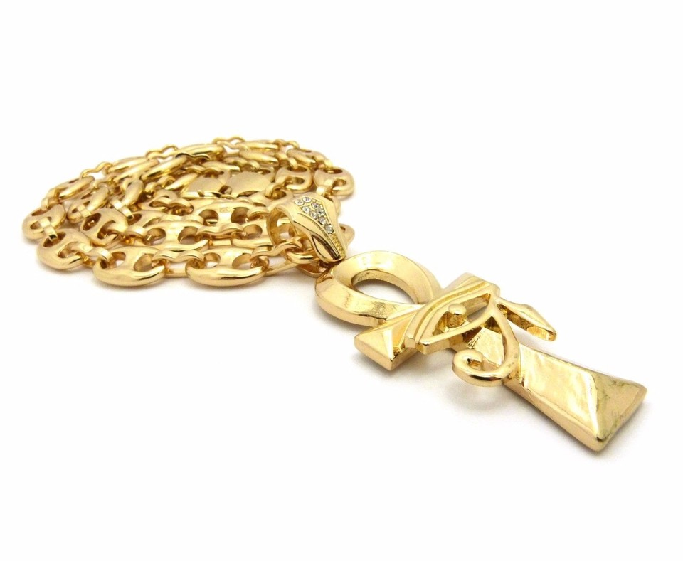Argento E Oro Egiziano Hip Hop Occhio Di Horus Ra Ciondolo Collana Catena In Acciaio Inox Gioielli Accessori
