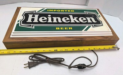 Vintage Large 20.5 X 10 Heineken Light Up Bar Pub Beer Advertising