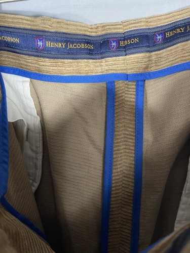 Henry Jacobson Men’s Corduroy Dress Pants Cuff Brown Zip Button Cotton 36 X 31 - Picture 4 of 6