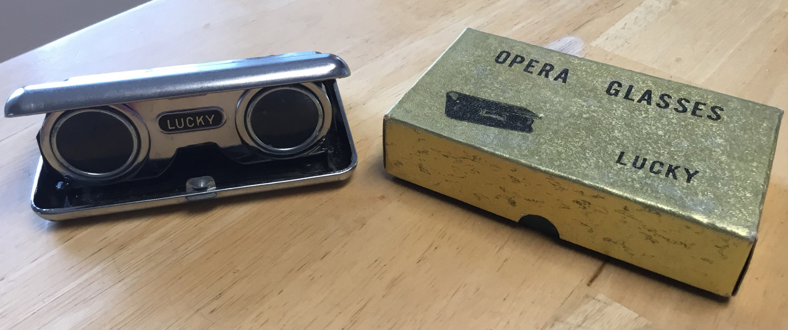 Vintage Lucky 2.5x Crystar Lens Compact Opera Glass Blue in Box Made in