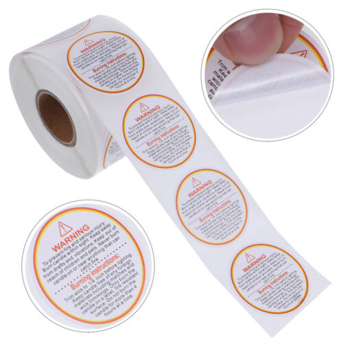 500 Pcs Stickers Candle Jar Container Decals Warm Notice Labels Warning - Afbeelding 1 van 12