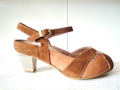 Sandalia de piel marrón ancho especial plantilla extraíble Piesanto talla  grande | eBay