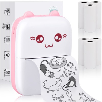 Eschen Pocket Mini Printer Portable Printer with 6 Rolls Printing Paper for I...