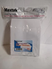 Maxtek White CD & DVD Paper Sleeves 100 Pcs New