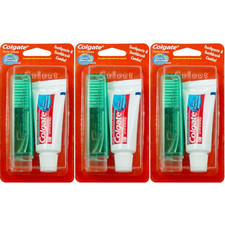 Colgate Toothpaste With Travel Toothbrush Blistered Airport-Friendly Pack Of 3