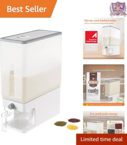 Airtight 25 lbs Rice Storage Container with Measuring Cup - Space-Saving Design