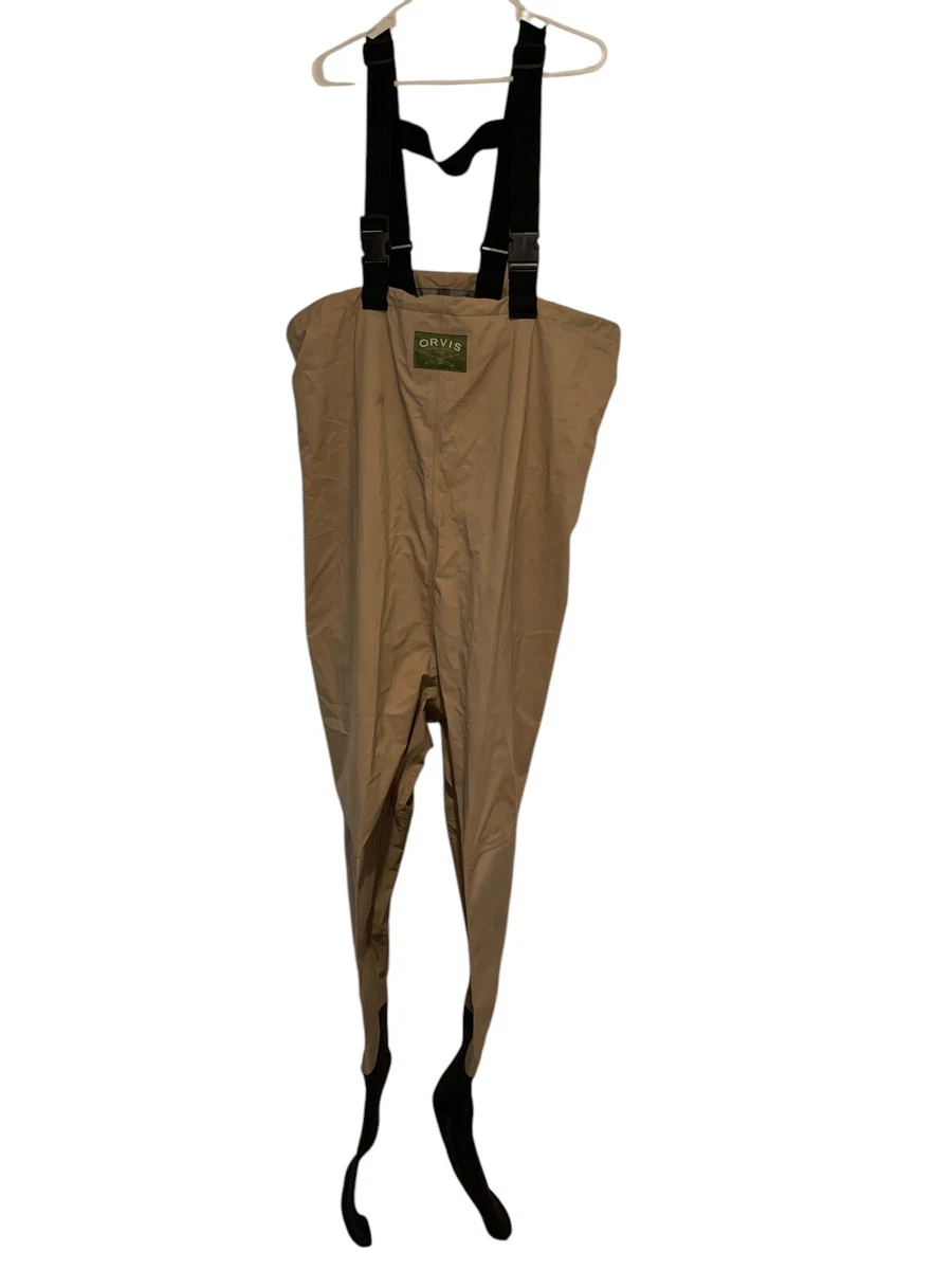 Waders (cuissardes) Orvis Pro Pour Homme - Taille MD Medium Reg Basingfoot - Couleur Shadow Grise - Occasion - Matière Nylon - Pieds Nus (Stockingfoot)